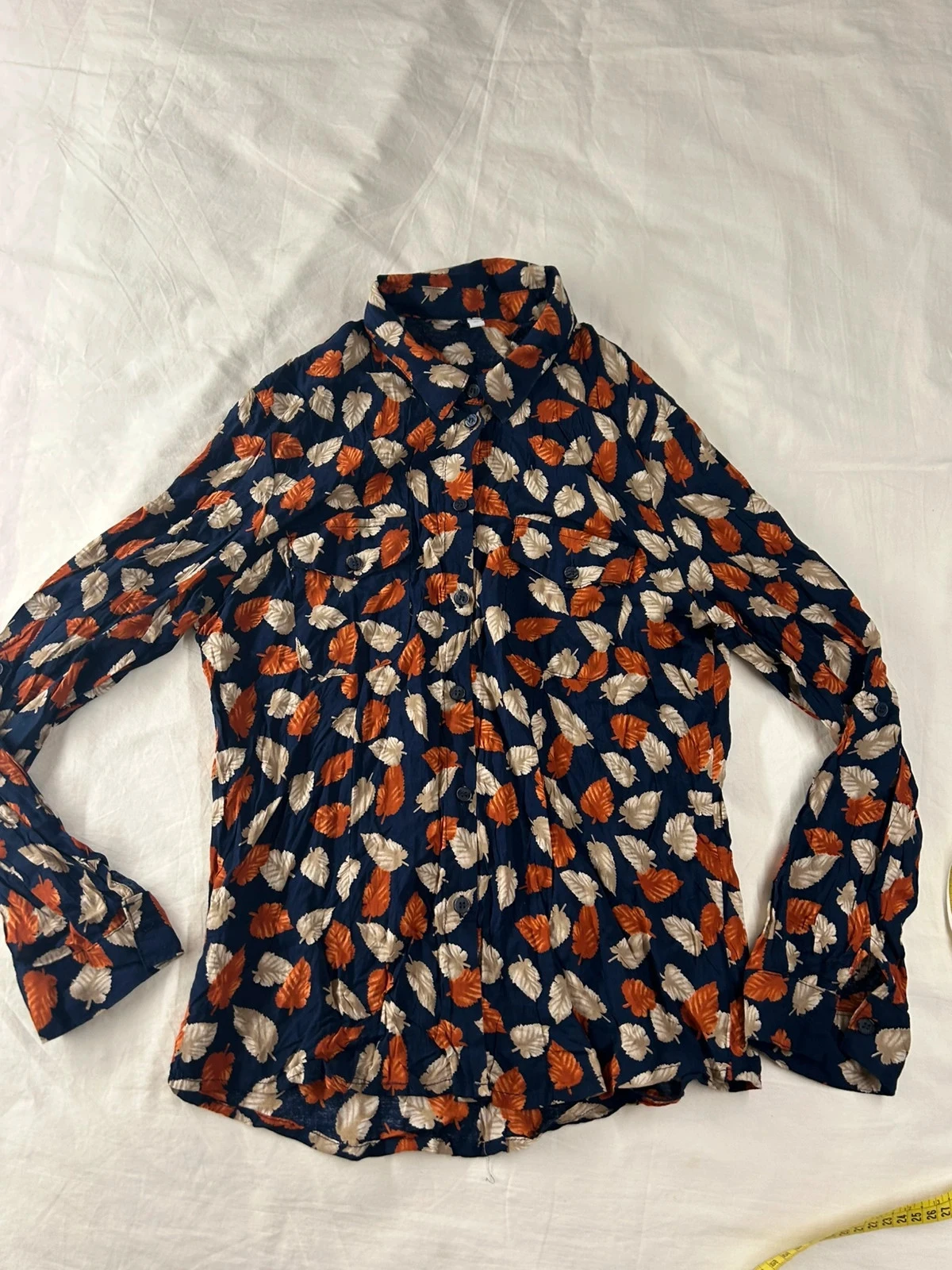Chemise 100% viscose bleu marine à motifs vintage